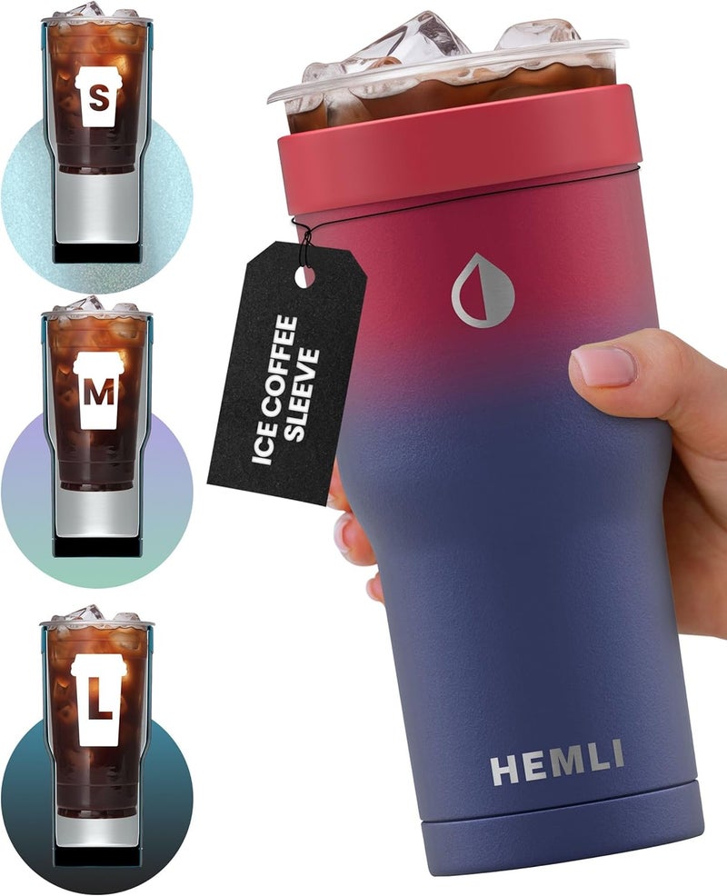 Hemli Universal Ice Coffee Sleeve Insulator - Insulated Iced Coffee Holder To Go, Insulated Cup Holder for Starbucks Dunkin Donuts McDonalds, Reusable Coffee Sleeve - Image 1